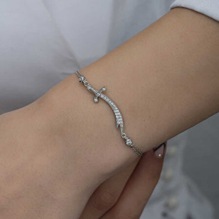 BlackCraft 925 Ayar Gümüş Zülfikar Kılıcı Kadın Bileklik (BC-C2F5E9)