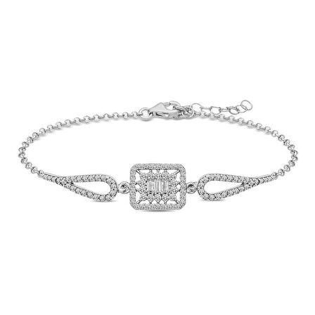 BlackCraft 925 Ayar Gümüş Baget Taşlı Bileklik (BC-106B0B)