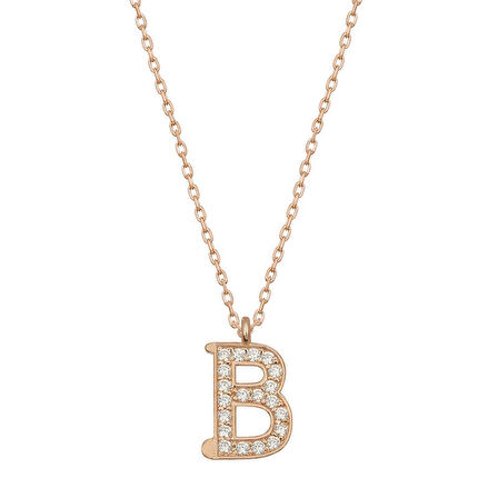 BlackCraft 925 Ayar Gümüş Rose B Harfi Kadın Gümüş Kolye (BC-761308)