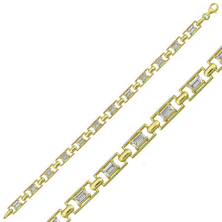 BlackCraft 925 Ayar Gümüş Gold Baget Su Yolu Bileklik (BC-C46727)