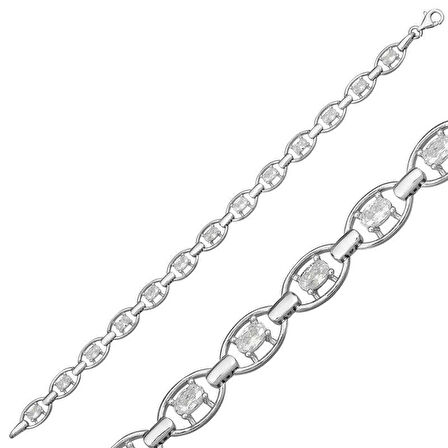 BlackCraft 925 Ayar Gümüş Oval Su Yolu Bileklik (BC-396E24)