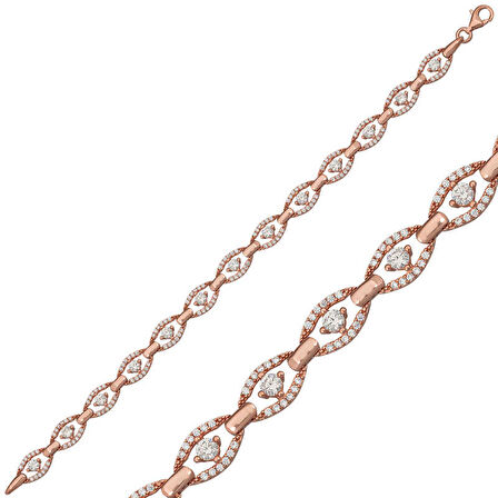 BlackCraft 925 Ayar Gümüş Rose Oval Su Yolu Bileklik (BC-88F97E)