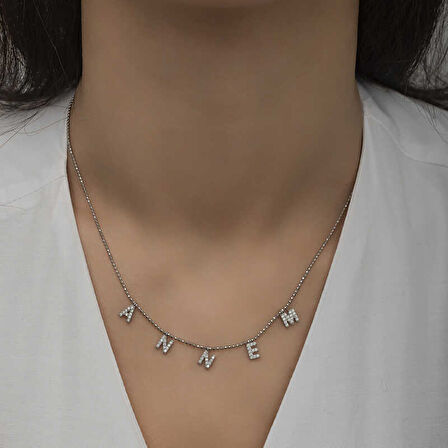 BlackCraft ​925 Ayar Gümüş Annem Yazılı Kadın Gümüş Kolye (BC-867007)