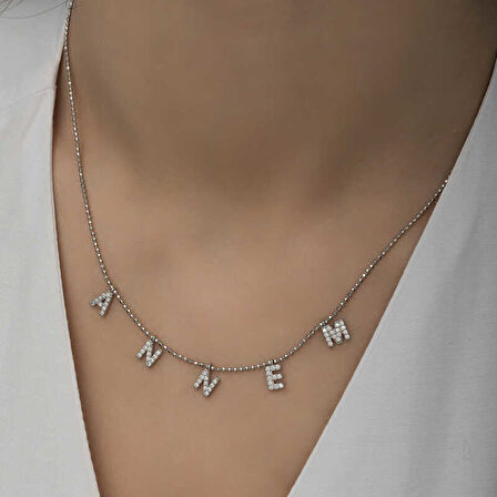 BlackCraft ​925 Ayar Gümüş Annem Yazılı Kadın Gümüş Kolye (BC-867007)