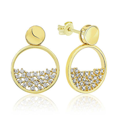 BlackCraft Gümüş Gold Çiğ Damlası Küpe (BC-CC893E)