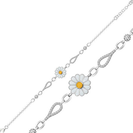 BlackCraft 925 Ayar Gümüş Papatya Bileklik (BC-0F81A1)