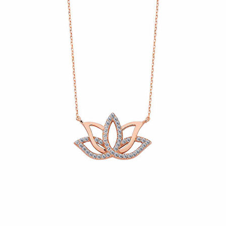 BlackCraft 925 Ayar Gümüş Lotus Çiçeği Gümüş Kolye (BC-CE23F0)