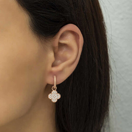 BlackCraft Gümüş Halka Yonca Küpe (BC-A26EB4)