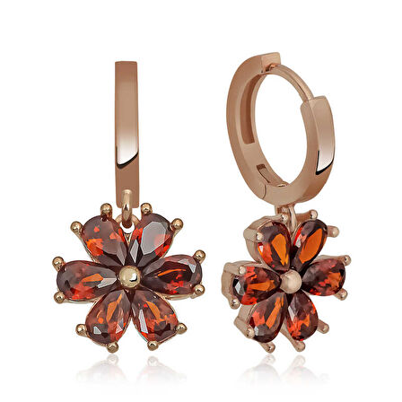 BlackCraft Gümüş Kırmızı Çiçek Küpe (BC-DF59E1)