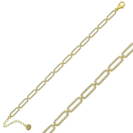 BlackCraft 925 Ayar Gümüş Gold Oval Taşlı Bileklik (BC-A030C2)