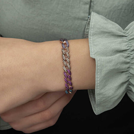 BlackCraft 925 Ayar Gümüş Renkli Taşlı Gurmet Bileklik (BC-EEEEAB)