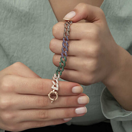 BlackCraft 925 Ayar Gümüş Renkli Taşlı Gurmet Bileklik (BC-EEEEAB)