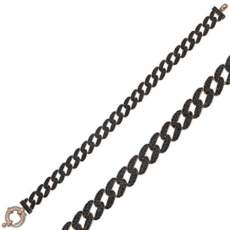 BlackCraft 925 Ayar Gümüş Siyah Taşlı Gurmet Bileklik (BC-DB43E9)