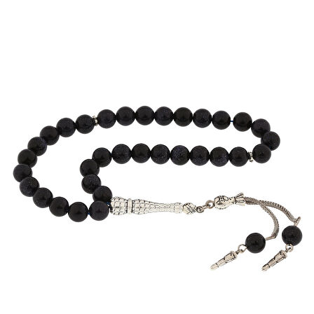 BlackCraft ​Doğaltaş Metal Püsküllü Lacivert Yıldız Taşı Tesbih (BC-D7267A)