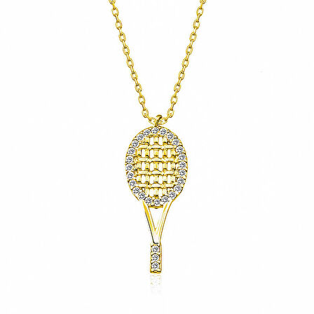 BlackCraft 925 Ayar Gümüş Tenis Raketi Kadın Gümüş Kolye (BC-5EF3C2)