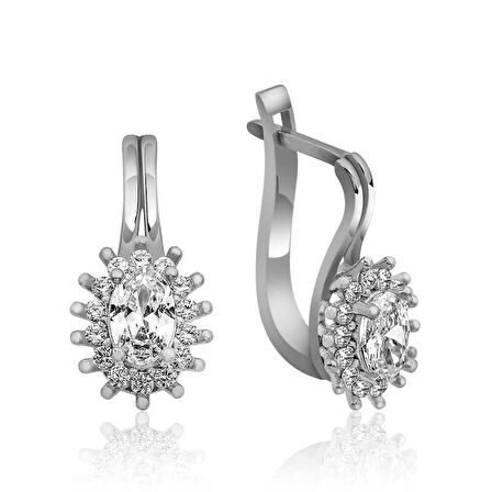 BlackCraft Gümüş Mengeçli Oval Kesim Küpe (BC-D14F05)