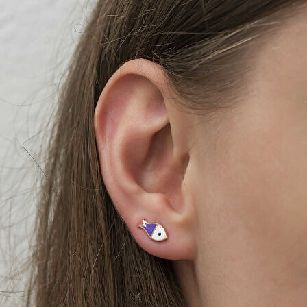 BlackCraft Gümüş Mor Balık Küpe (BC-0F8B6D)