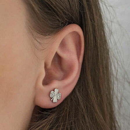 BlackCraft Gümüş Yonca Küpe (BC-EED35A)