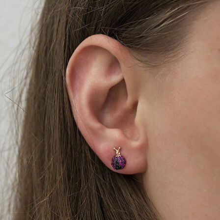 BlackCraft Gümüş Uğur Böceği Küpe (BC-D0C39C)