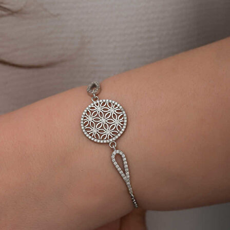 BlackCraft 925 Ayar ​Gümüş Yaşam Çiçeği Bileklik (BC-F749C9)