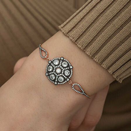 BlackCraft 925 Ayar Gümüş Rose Elmas Montür Bileklik (BC-542926)