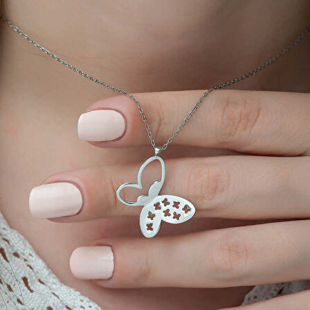 BlackCraft 925 Ayar Gümüş Kelebek Kadın Gümüş Kolye (BC-A9E89B)