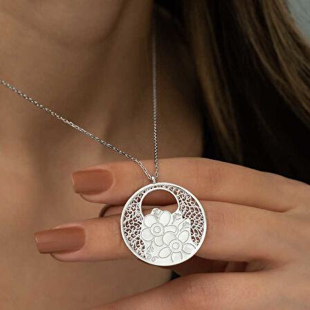 BlackCraft 925 Ayar Gümüş Yaşam Çiçeği Kadın Gümüş Kolye (BC-9A2747)