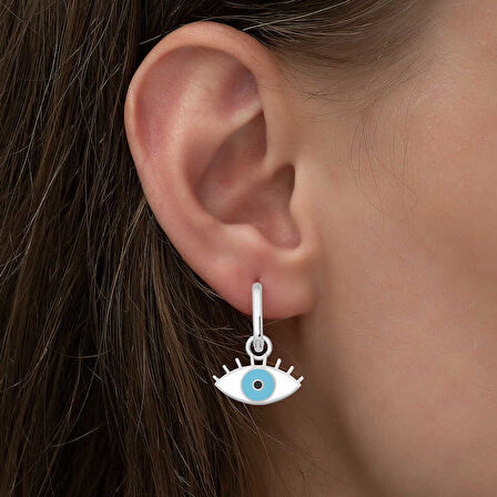 BlackCraft ​Gümüş Fosforlu Mavi Göz Küpe (BC-8778A8)