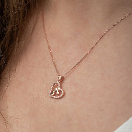 BlackCraft 925 Ayar Gümüş Kalbin İçinde Üç Kalp Kadın Gümüş Kolye (BC-E42A09)