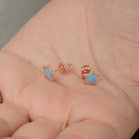 BlackCraft Gümüş Fosforlu Mavi Yıldız Küpe (BC-8DA898)