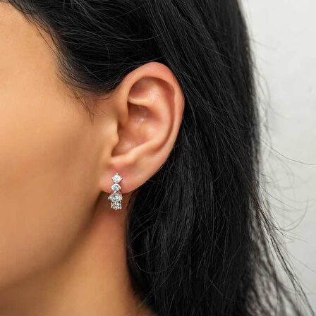 BlackCraft 925 Ayar Gümüş 5 Taş Küpe (BC-EFE9FA)