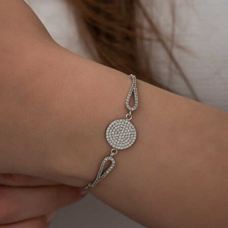 BlackCraft 925 Ayar Gümüş Zirkon Taşlı Daire Bileklik (BC-DA2ECC)