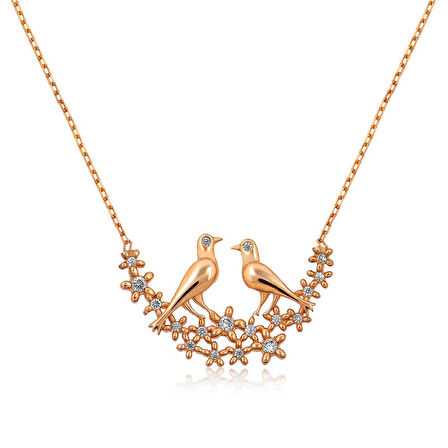 BlackCraft 925 Ayar Gümüş Çifte Kumrular Kadın Gümüş Kolye (BC-CC4A4F)