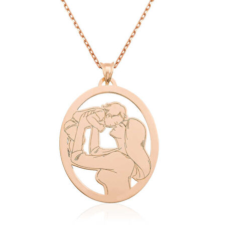 BlackCraft ​925 Ayar Gümüş Anne Bebek Gümüş Kadın Kolye (BC-8BCCF5)