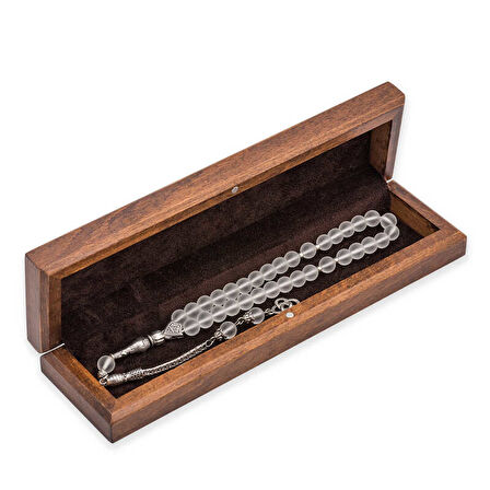 BlackCraft Gümüş Çiçek Desenli Ahşap Tesbih Kutusu (BC-101C57)