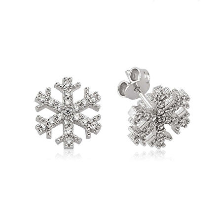 BlackCraft 925 Ayar Gümüş Kar Tanesi Çivili Küpe (BC-905A6C)