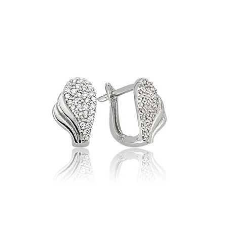 BlackCraft 925 Ayar Gümüş Yaprak Desenli Küpe (BC-85ED0B)