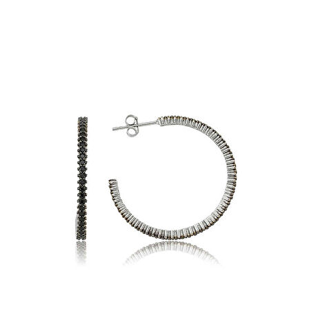 BlackCraft 925 Ayar Gümüş Tamtur Siyah Taşlı Küpe (BC-19A193)