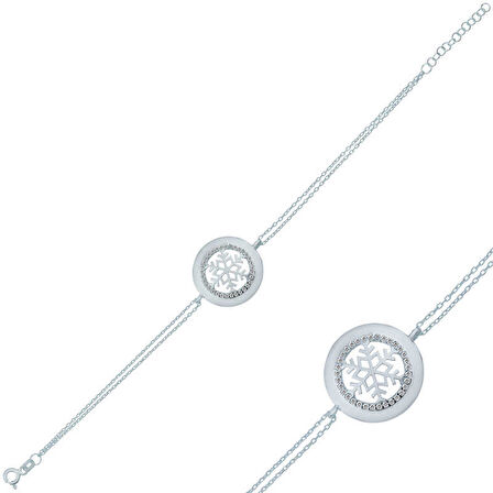 BlackCraft 925 Ayar Gümüş Kar Tanesi Bileklik (BC-8123D7)