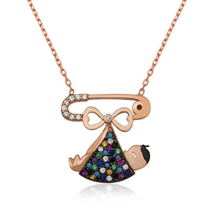 BlackCraft 925 Ayar Gümüş Yeni Doğmuş Bebek Gümüş Kolye (BC-0A0EED)