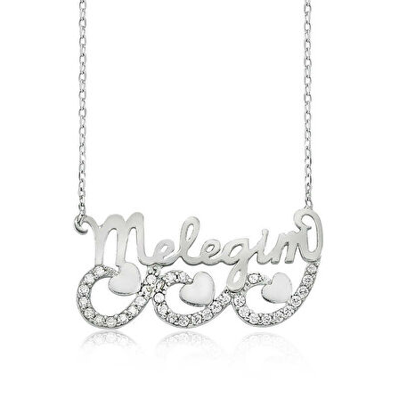 BlackCraft 925 Ayar Gümüş Meleğim Yazılı Kalpli Kadın Gümüş Kolye (BC-61C390)