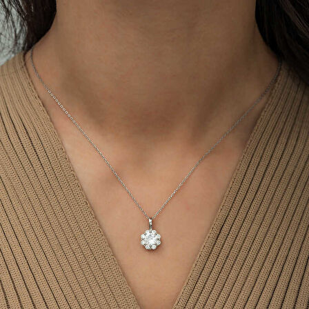 BlackCraft 925 Ayar Gümüş Çiçek Kadın Gümüş Kolye (BC-3613F5)