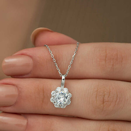 BlackCraft 925 Ayar Gümüş Çiçek Kadın Gümüş Kolye (BC-3613F5)