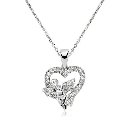 BlackCraft 925 Ayar Gümüş Melek Kalp Kadın Gümüş Kolye (BC-B31E01)