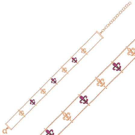 BlackCraft 925 Ayar Gümüş Rose Çiçek Desenli Bileklik (BC-161C39)