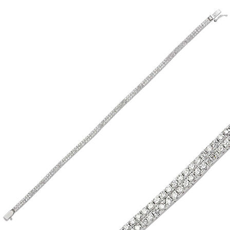 BlackCraft 925 Ayar Gümüş İki Sıra Su Yolu Bileklik (BC-79BC02)