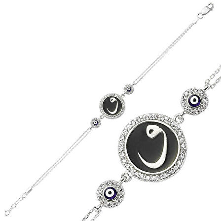 BlackCraft 925 Ayar Gümüş Nazarlı Vav Bileklik (BC-FF37A4)