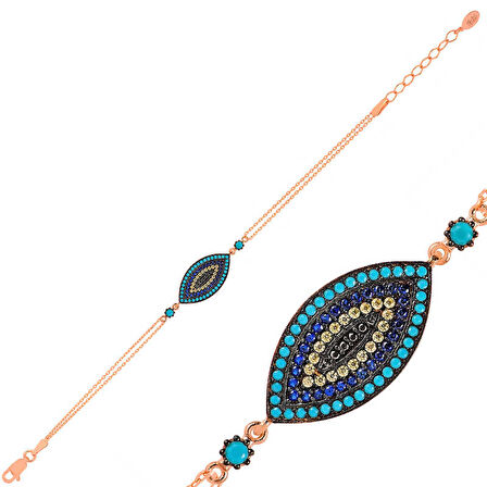 BlackCraft 925 Ayar Gümüş Rose Nazar Bileklik (BC-0860B4)