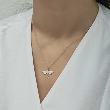 BlackCraft 925 Ayar Gümüş Yusufçuk Kadın Gümüş Kolye (BC-2F3FF6)