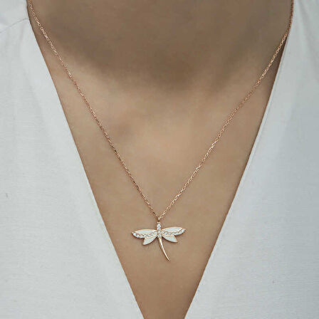 BlackCraft 925 Ayar Gümüş Yusufçuk Kadın Gümüş Kolye (BC-2F3FF6)